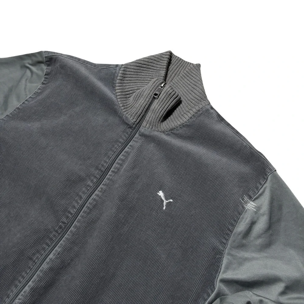 Puma Men's Corduroy Full Zip Track Jacket Gray Size XXL 25 x 31